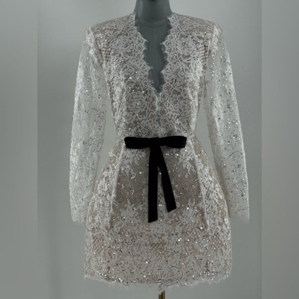 🆕 BRONX & BANCO 🧿 NWOT Isa Long Sleeve Mini Dress, with Bow - Sz M / US 6 - Picture 3 of 16